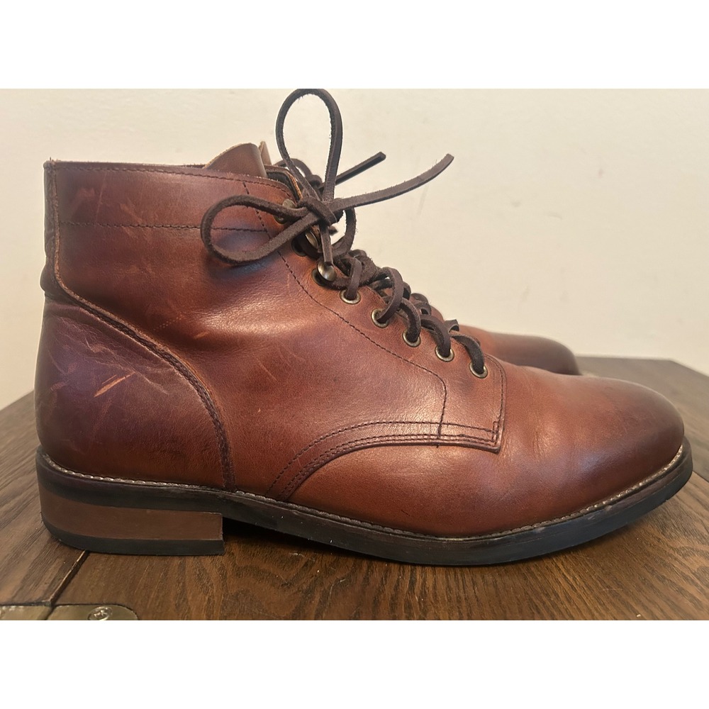 Rhodes Men's Brown Leather Chukka Ankle  Lace Up Dean Boots Plain Toe Size 10.5
